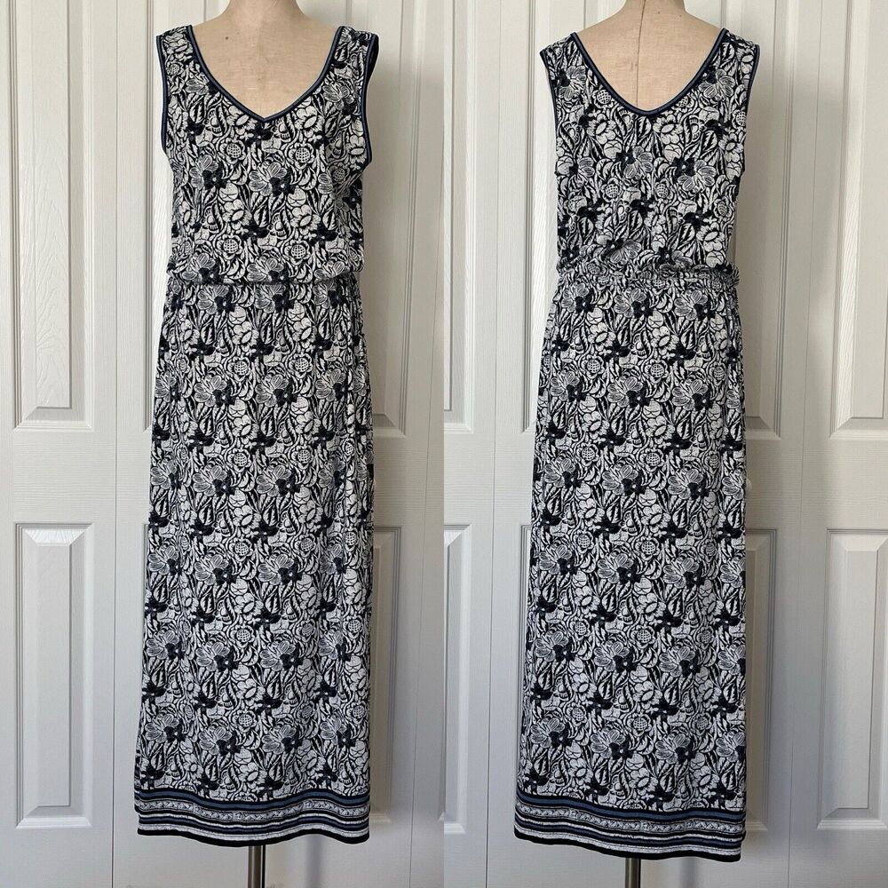 Max Studio Maxi dress Sleeveless, drawstring adjustable at waist, size L, floral